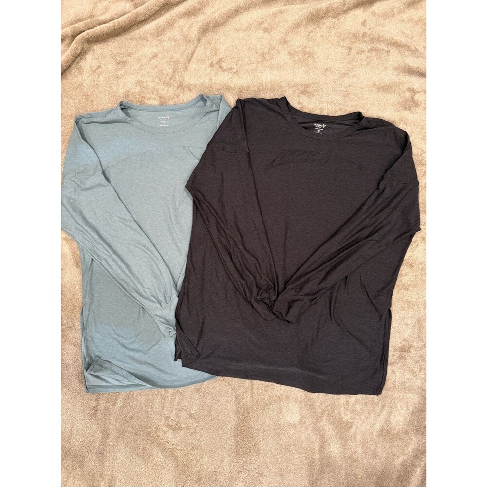 Old Navy Women’s Active Heather Gray and Blue Performance Long Sleeve Bundle, Sm